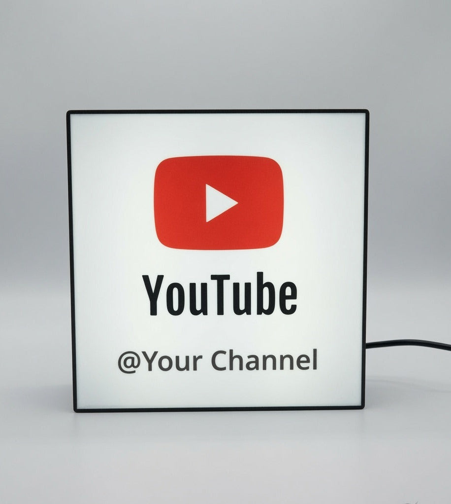 Custom YouTube Channel Name LED Light Box Sign – Personalized Creator Desk & Wall Decor