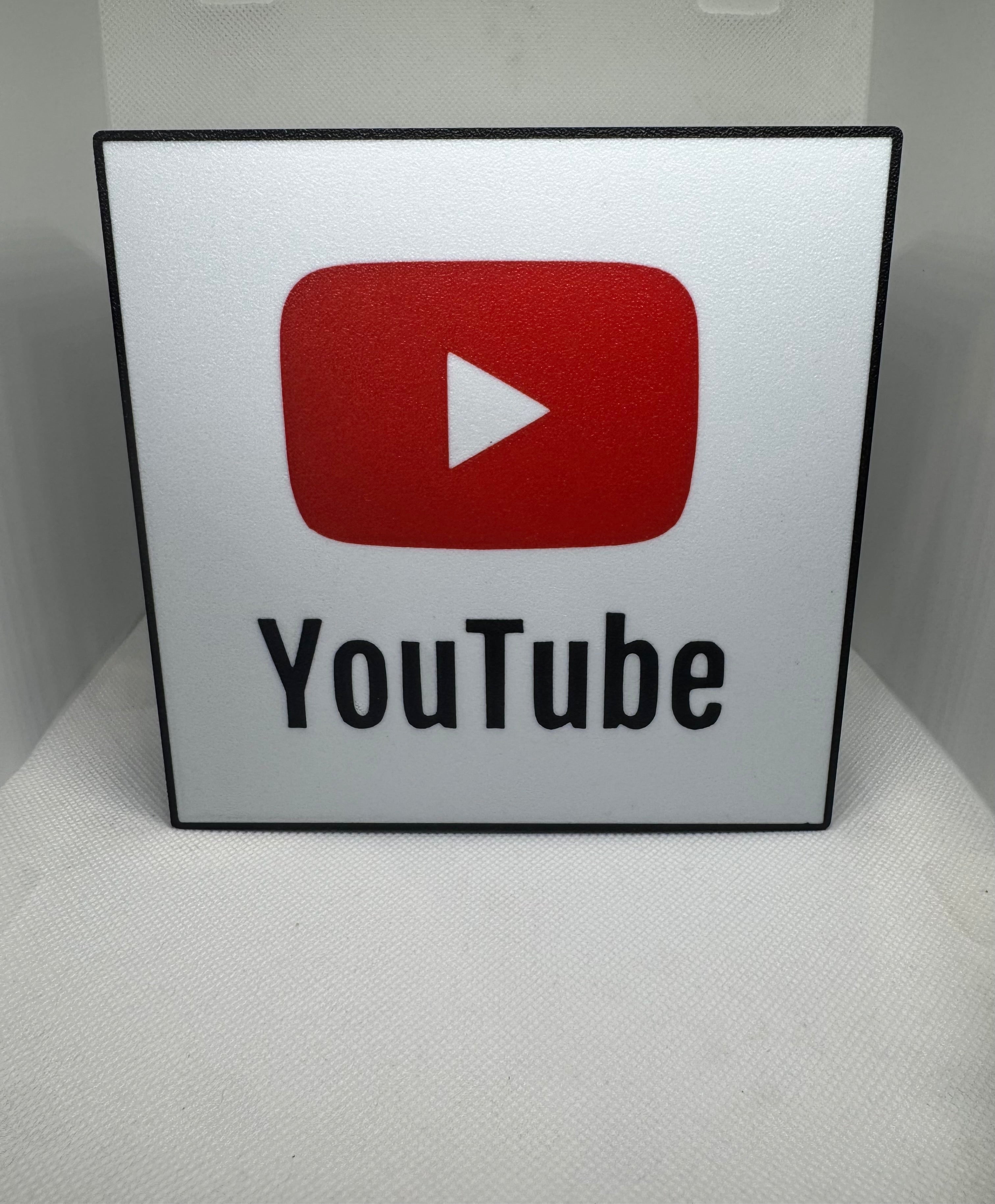 YouTube Logo LED Light Box Sign | Illuminated Official YouTube Creator Decor