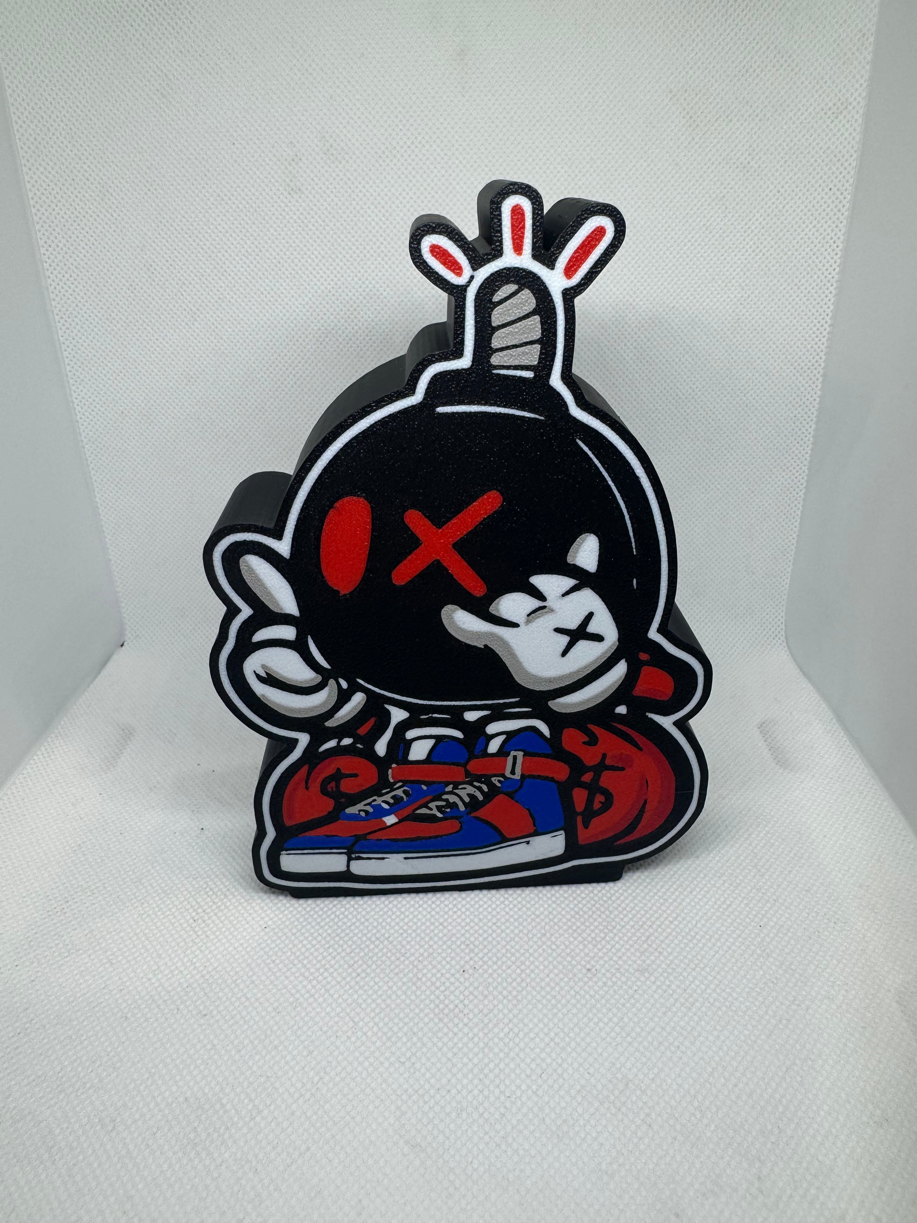 Bomberman Money Bag LED Light Box | Cartoon Bomb Character Neon Sign Lamp