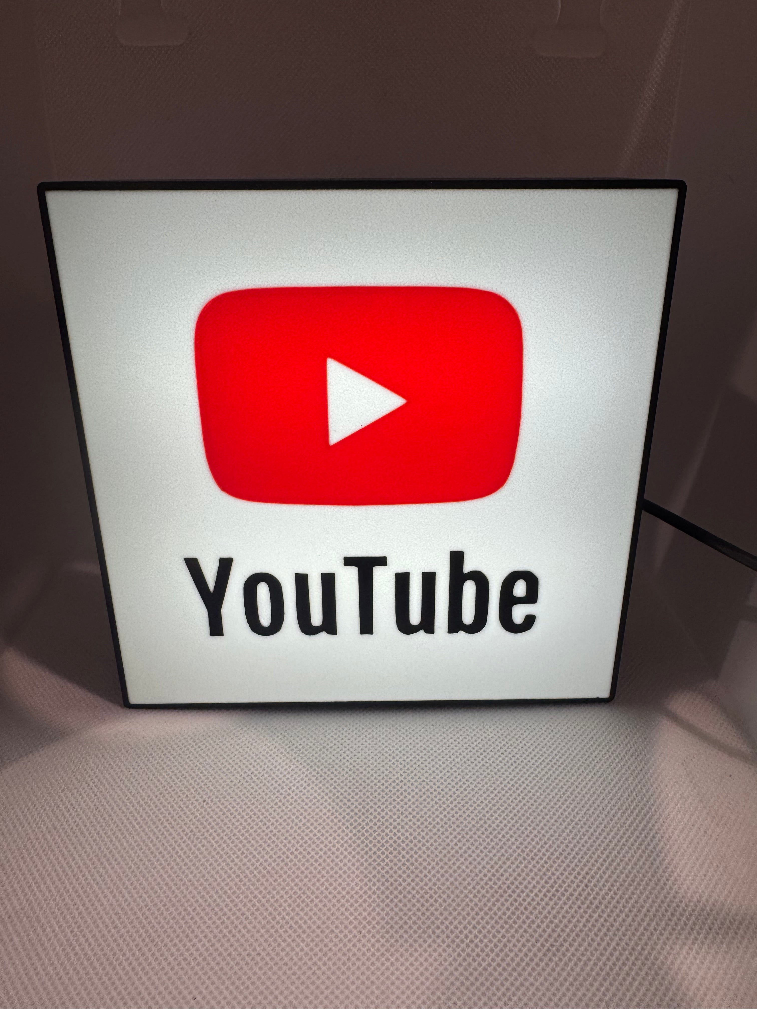 YouTube Logo LED Light Box Sign | Illuminated Official YouTube Creator Decor