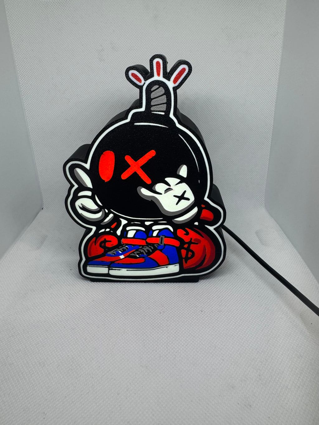 Bomberman Money Bag LED Light Box | Cartoon Bomb Character Neon Sign Lamp