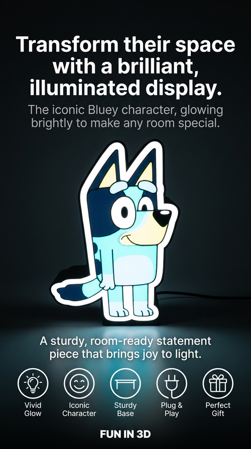 Bluey LED Light Sign – Adorable Illuminated Bluey Figure