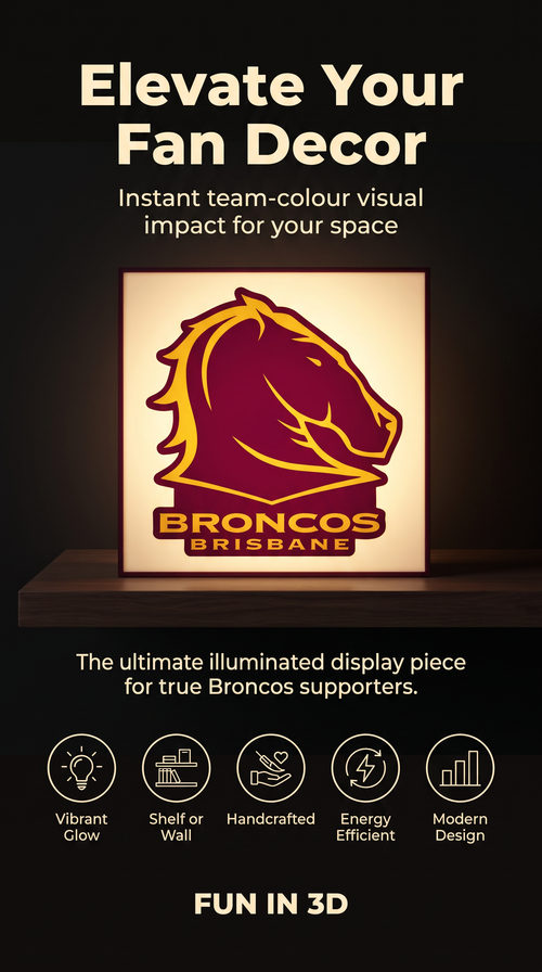 Brisbane Broncos NRL Team LED Lightbox – Perfect Sports Fan Gift!