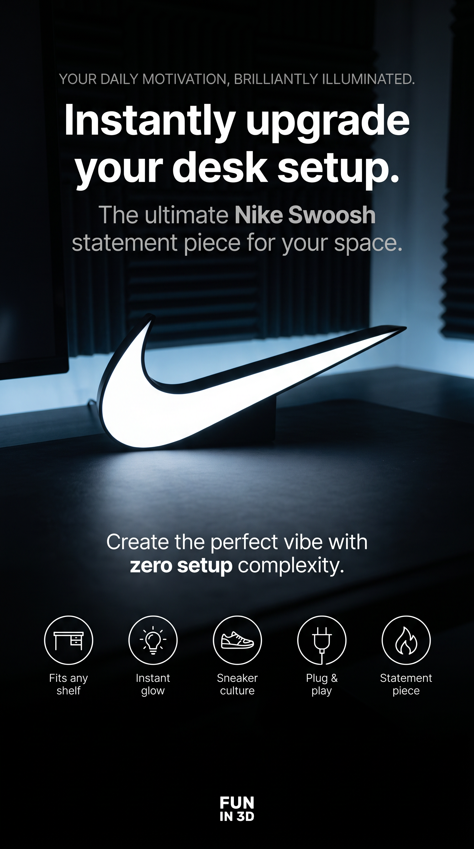 Nike Swoosh LED Light Box – Iconic Illuminated Desk & Shelf Decor