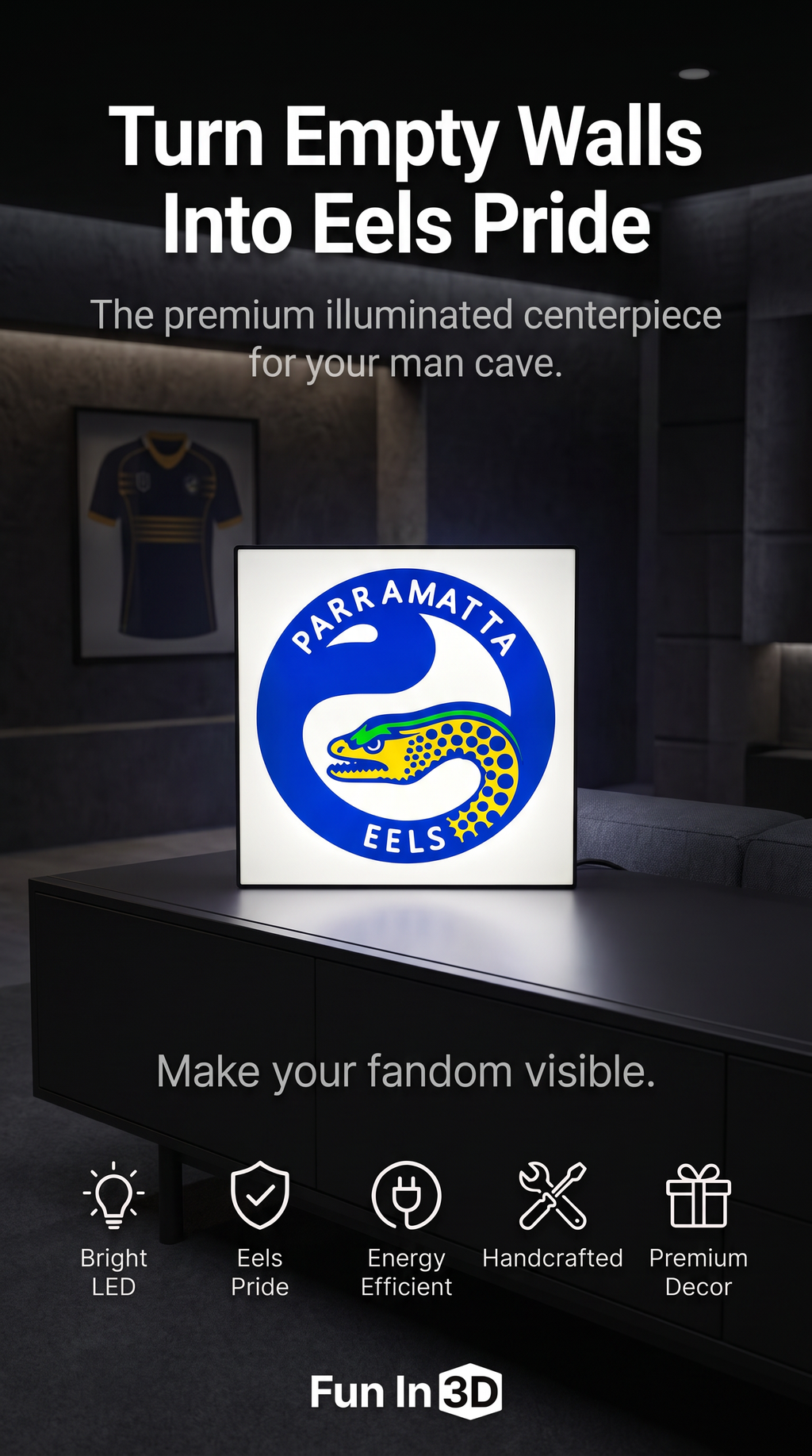 Parramatta Eels NRL Team LED Lightbox – Perfect Sports Fan Gift!