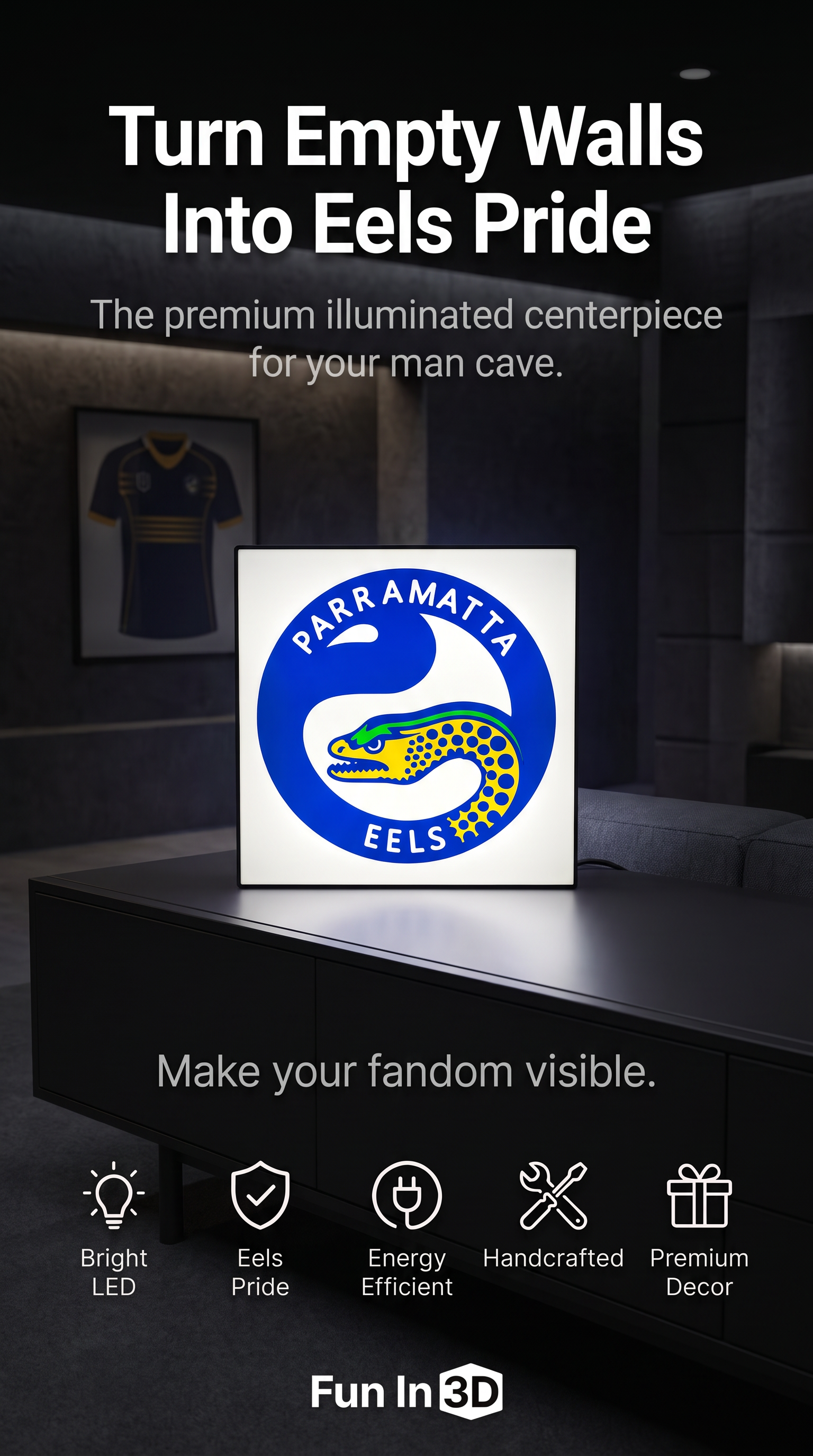 Parramatta Eels NRL Team LED Lightbox – Perfect Sports Fan Gift!