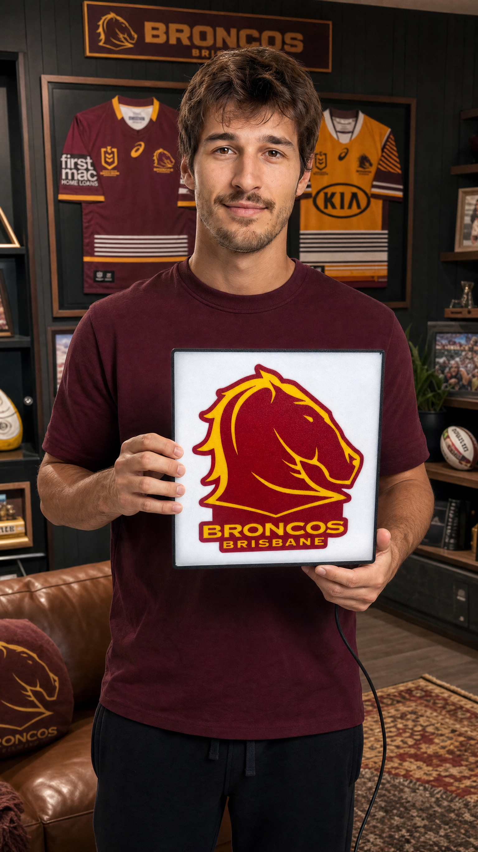 Brisbane Broncos NRL Team LED Lightbox – Perfect Sports Fan Gift!