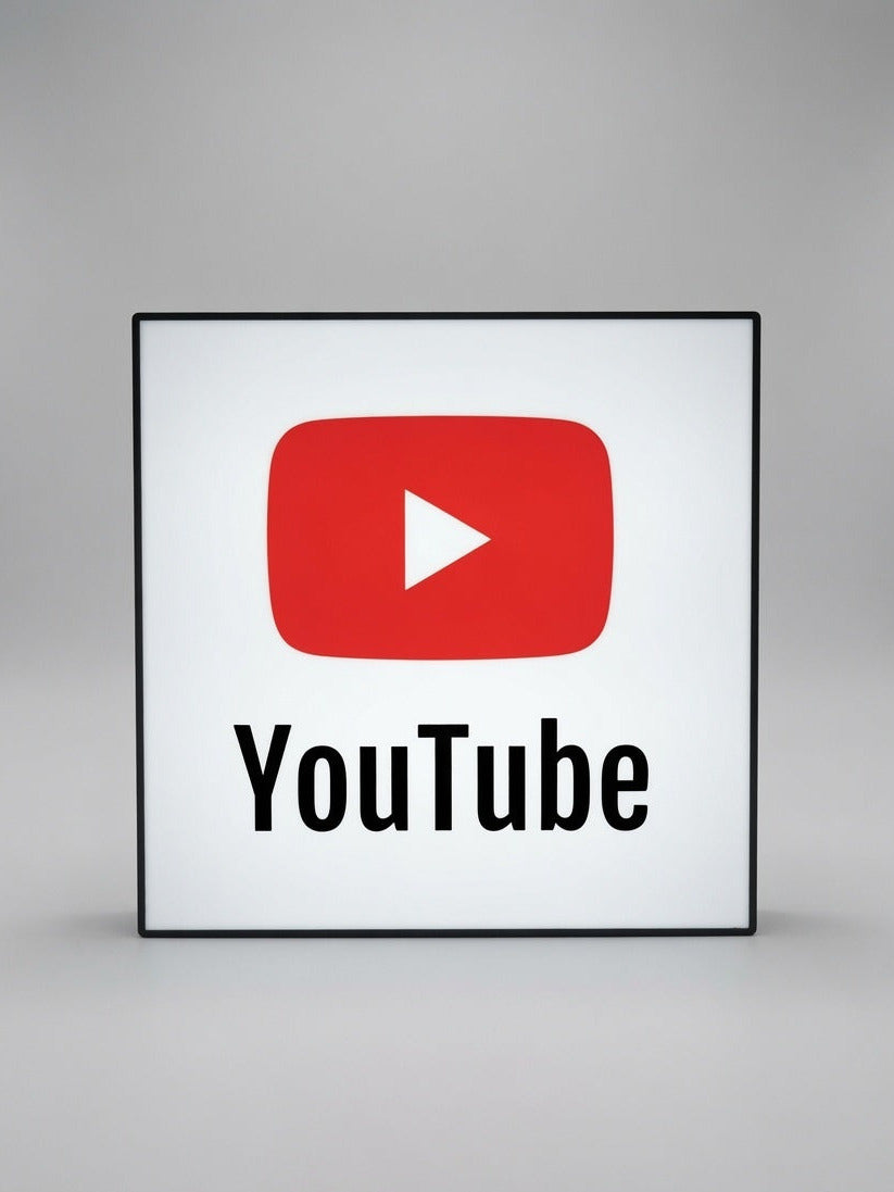 YouTube Logo LED Light Box Sign | Illuminated Official YouTube Creator Decor