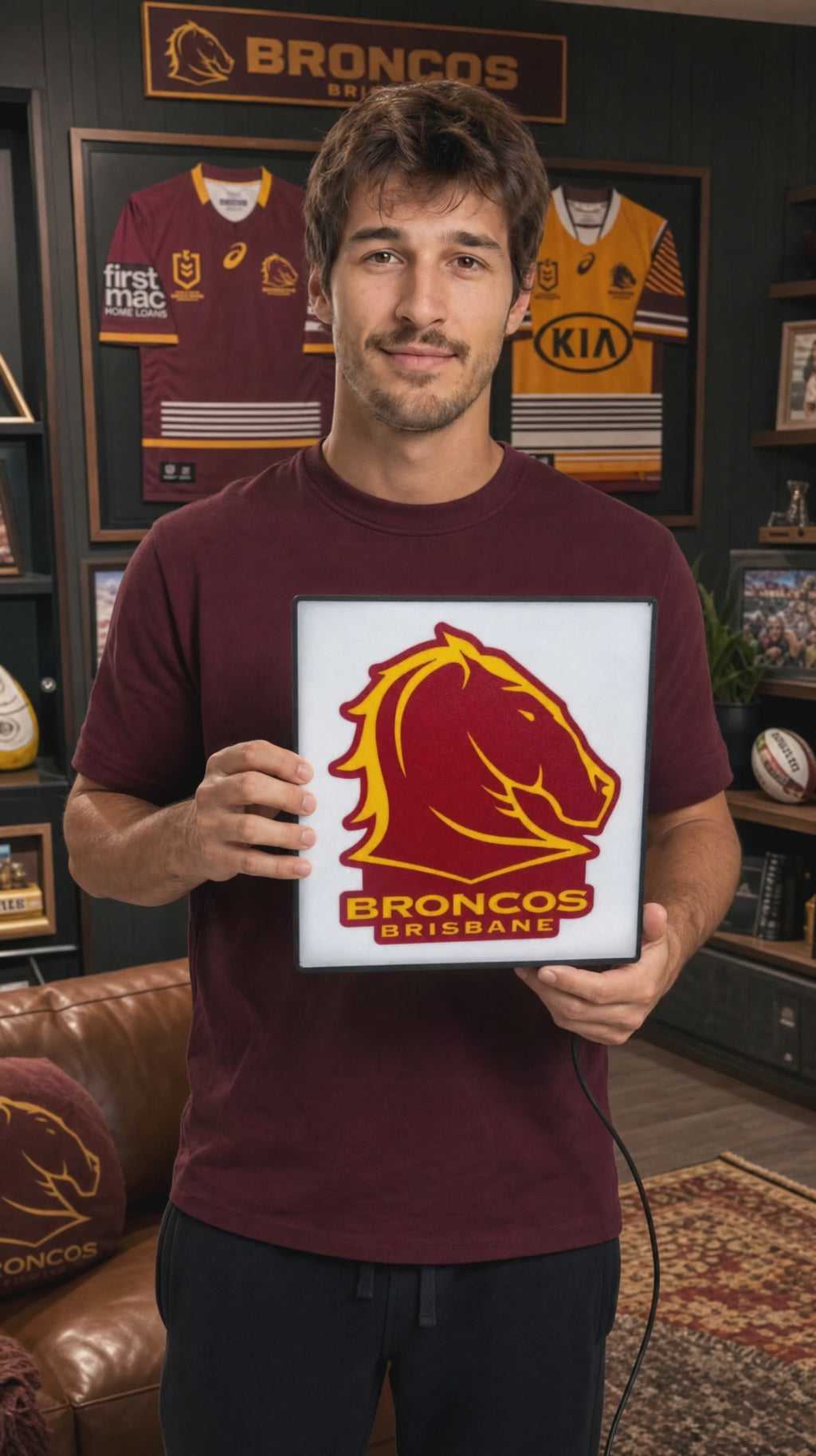 Brisbane Broncos NRL Team LED Lightbox – Perfect Sports Fan Gift!
