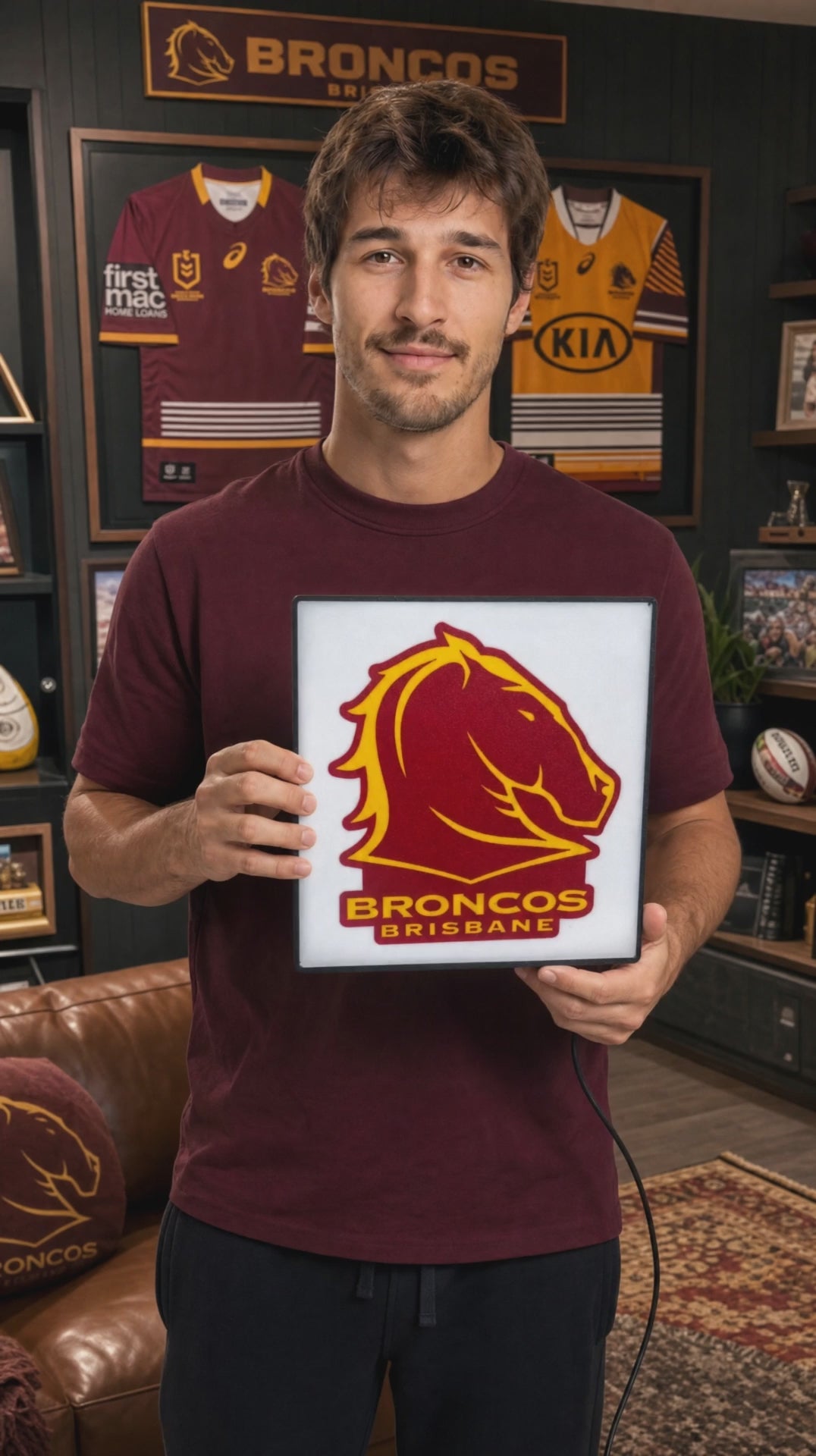 Brisbane Broncos NRL Team LED Lightbox – Perfect Sports Fan Gift!